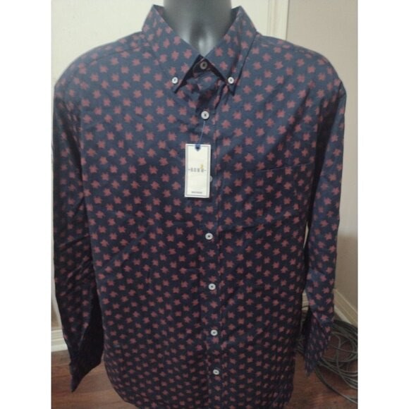 Rowm Other - Rowm Big Men’s Blue Red Long Sleeve Casual Floral Shirt Size 2XB New MSRP $59